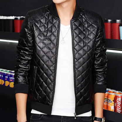 Men's Motorcycle Leather Coat Mens Clothes Slim Fit Casual Leather Jackets Trendy Mens Jackets Fashion Vintage Leather Coats