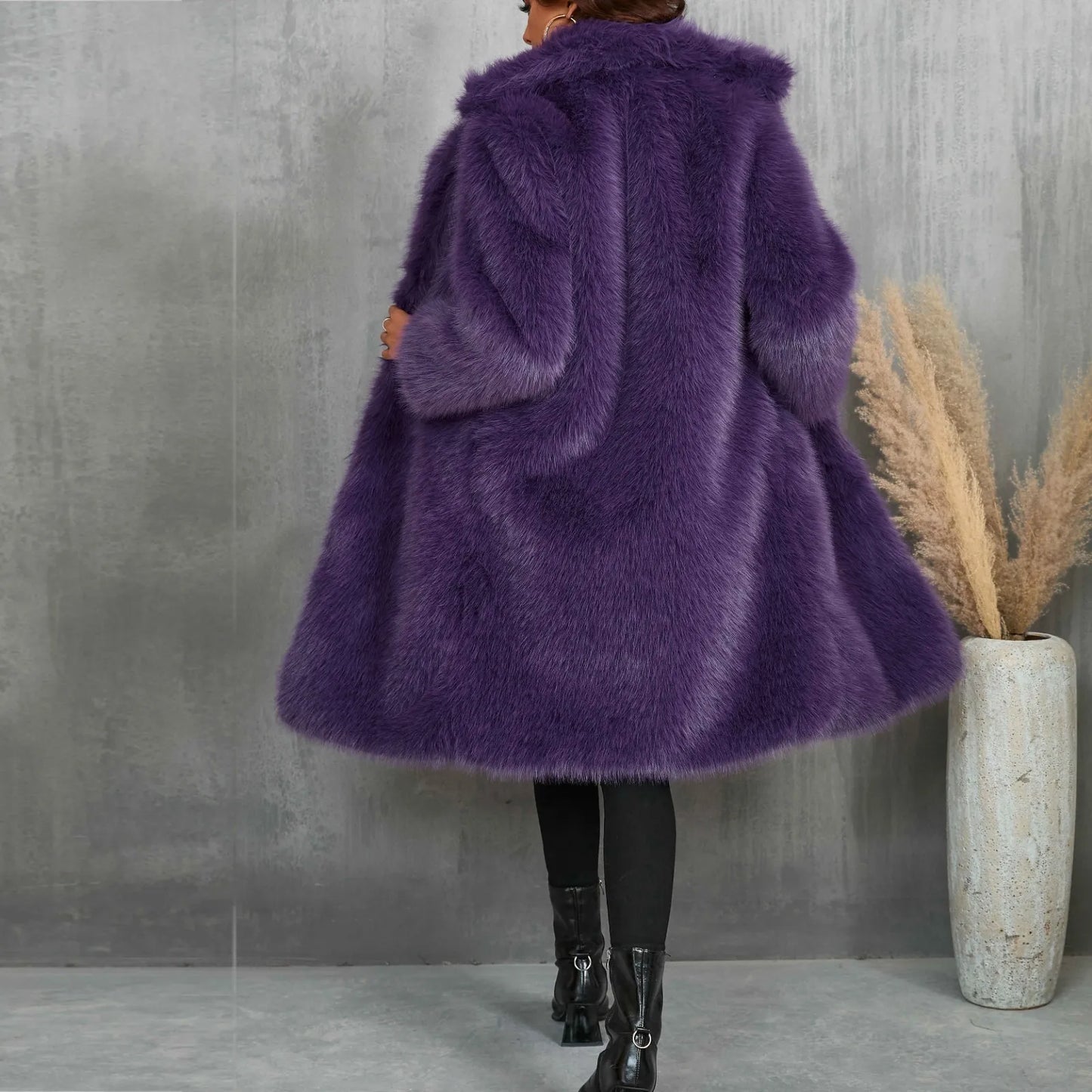 Women's Faux Mid-Length Thickened Ouwear Fashion Comfortable Suit Collar Coat Top Plush Warm Coat Elegant Bohemian Styles Wear