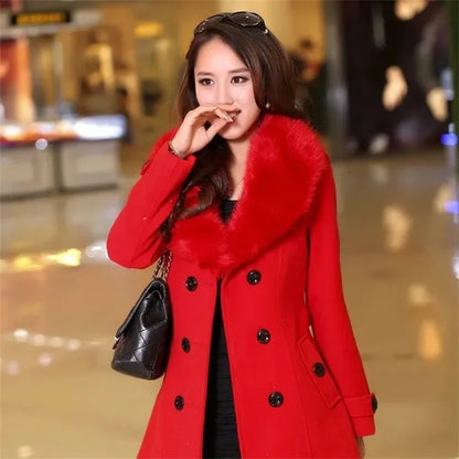 Korean Fashion Women Casual Loose Woolen Coat Elegant and Chic Solid Outerwear Long Overcoat with Belted Female Warm Cloak