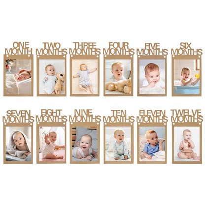 Baby 1st Birthday Decoration Photo Banner 12Months Photo Props Boy Girl One Year First Birthday Party Photograph Bunting Garland