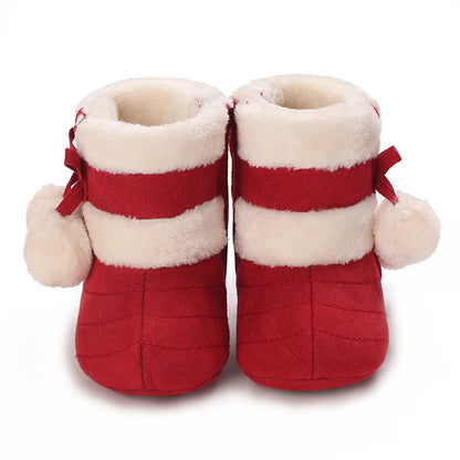 Winter Baby Cotton Shoes for Girls Plush and Thick Insulation Snow Boots Soft Soles Foot Protection Walking Shoes