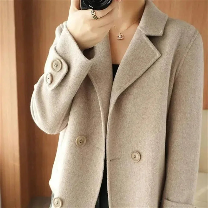New High-End Single-Sided Woolen Coat For Women Fashion Casual Small Suit Autumn Winter Short Woolen Blending Coat Female