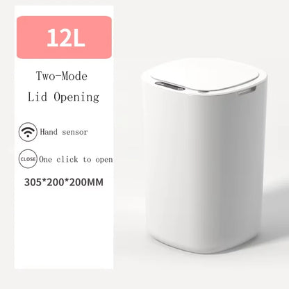 2025 new smart induction trash can for household sealing 12L cracked and cover smart trash can for living room bathroom kitchen