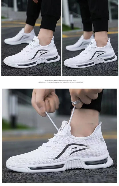 Men's sports shoes  new sports trendy shoes anti slip casual running shoes breathable and comfortable white shoes
