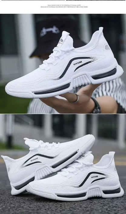 Men's sports shoes  new sports trendy shoes anti slip casual running shoes breathable and comfortable white shoes