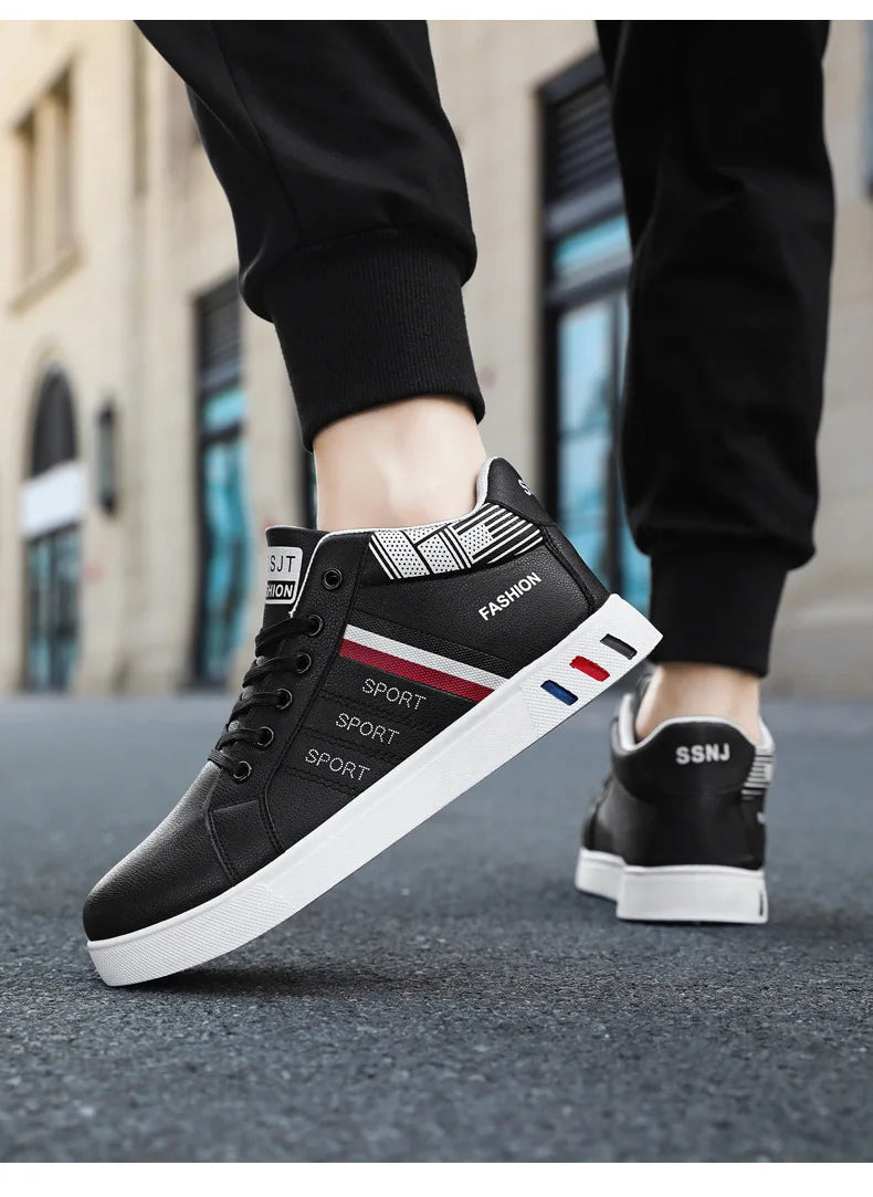 Men's Boots Spring Autumn Men High Top Ankle Boots White Breathable Men's Casual Shoes for Men Sneakers Platform New Men's Boots