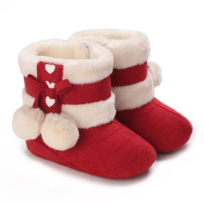 Winter Baby Cotton Shoes for Girls Plush and Thick Insulation Snow Boots Soft Soles Foot Protection Walking Shoes