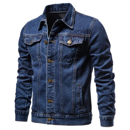 Men Denim Coat Casual Coats Turn Down Collar Full Sleeve Jackets Single Breasted Regular Pocket Button Jacket Splice Autumn