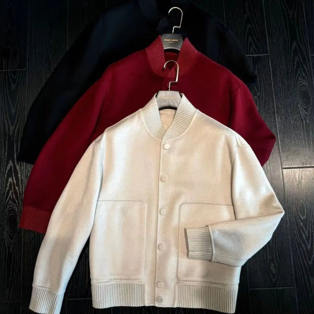 Men's Woolen Coat Fashion Brand Solid Color Stand Up Collar Versatile Trendy Jacket Jacket