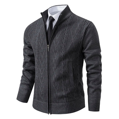2025 Men's Knitted Sweater Coat Autumn Winter New Fashion Cashmere Padded Warm Casual