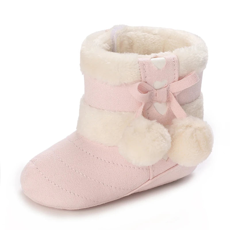 Winter Baby Cotton Shoes for Girls Plush and Thick Insulation Snow Boots Soft Soles Foot Protection Walking Shoes