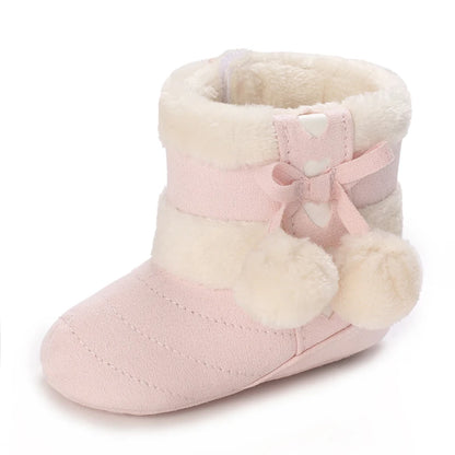 Winter Baby Cotton Shoes for Girls Plush and Thick Insulation Snow Boots Soft Soles Foot Protection Walking Shoes