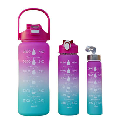 3PCS Leakproof Water Bottles with Times to Drink and Straw Motivational Drinking Sports Water Bottle for Fitness Gym Outdoor