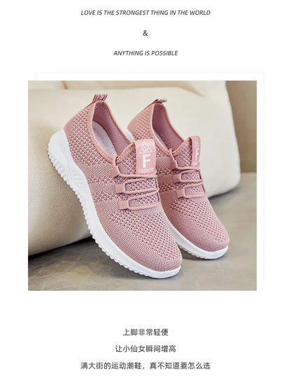 Women's shoes 2025 mesh breathable comfortable sports shoes soft sole lightweight fashion casual shoes