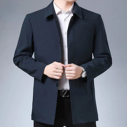 Men Coats Brand Top Quality Spring Men's Trench Coat Solid Color Mid-length Jacket male Casual Business Windbreak Jackets