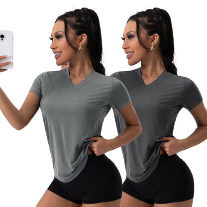 Sports T-shirt women summer breathable sexy beauty back fitness wear running training short sleeveless yoga top