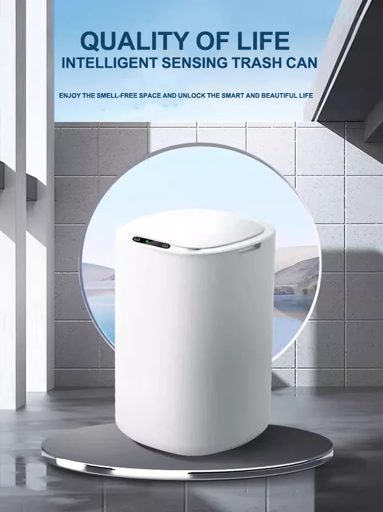 2025 new smart induction trash can for household sealing 12L cracked and cover smart trash can for living room bathroom kitchen