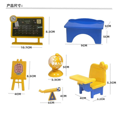 Children's toys 1:12 doll house furniture miniature model classroom school animal family doll Montessori girl toys