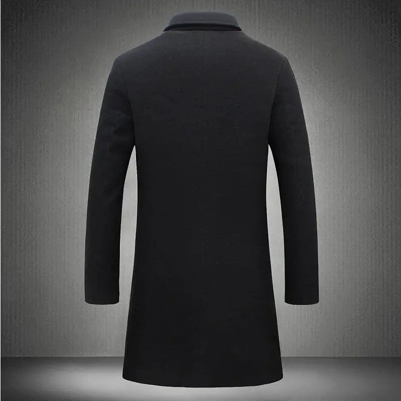 2025 New Woolen Coat for Men Mid to Long Solid Color High-end Minimalist Autumn and Winter Woolen Coat Warm Youth Coat