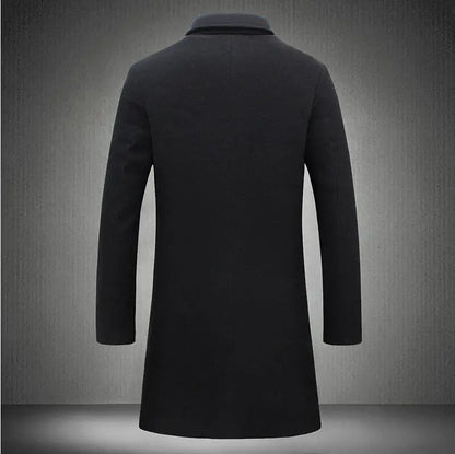 2025 New Woolen Coat for Men Mid to Long Solid Color High-end Minimalist Autumn and Winter Woolen Coat Warm Youth Coat