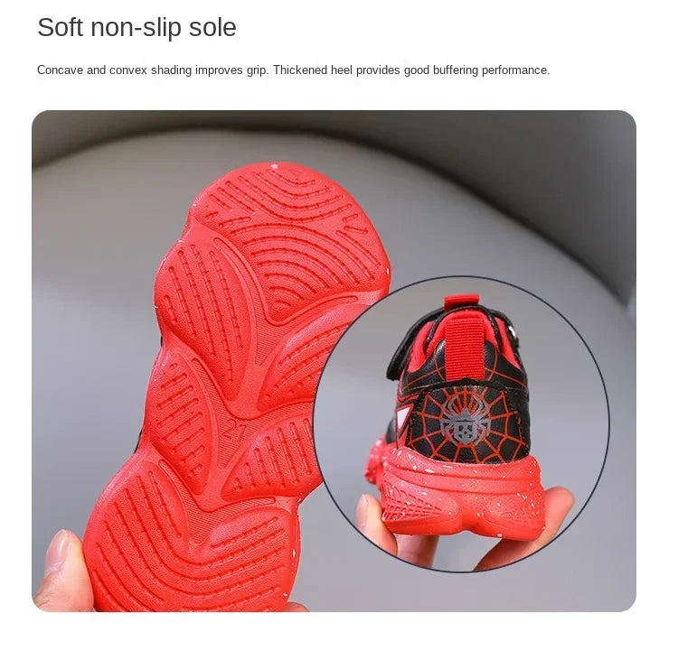 Disney Children's Led Light Shoes Fashion Aoger Spiderman Boys Sneakers Girls Cartton Casual Shoes Breathable Kids Sport Shoes