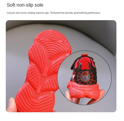 Disney Children's Led Light Shoes Fashion Aoger Spiderman Boys Sneakers Girls Cartton Casual Shoes Breathable Kids Sport Shoes
