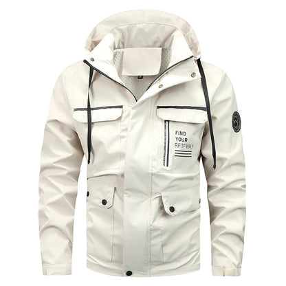 Men's Jacket 2024 Spring and Autumn Solid Colour Mountain System Outdoor Mountaineering Work Coat Men's Waterproof Stormcoat