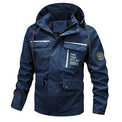 Men's Jacket 2024 Spring and Autumn Solid Colour Mountain System Outdoor Mountaineering Work Coat Men's Waterproof Stormcoat