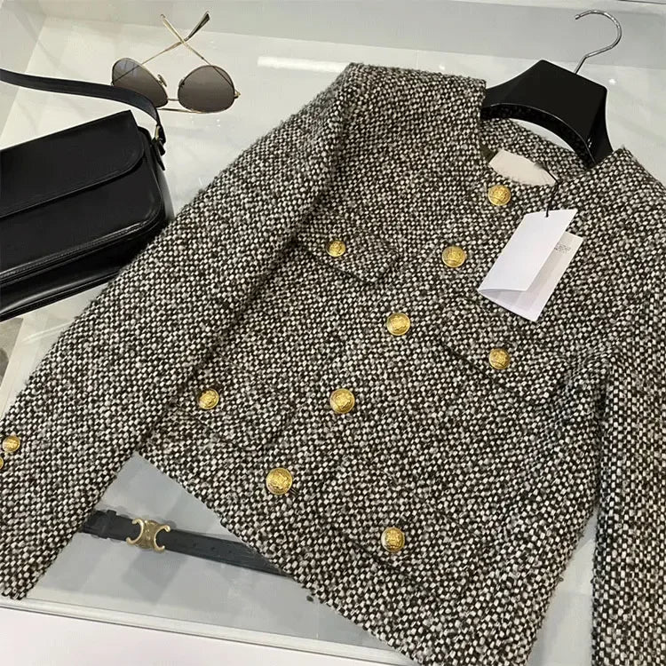 Coat Women Winter Jacket New Autumn and Winter Korean Women's Single-breasted High-quality Chic Tweed Retro Top Coat Women 2024