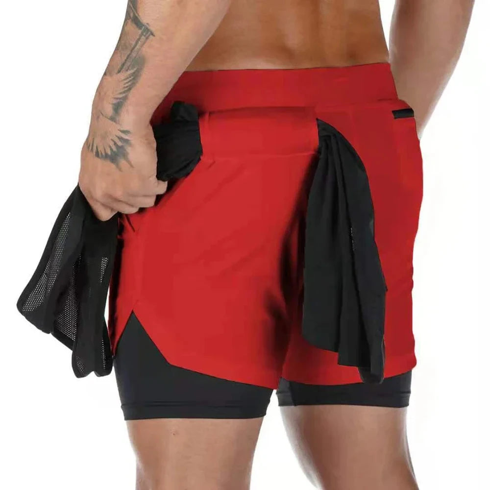 Men's Gym Performance Shorts 2 In 1 Running Quick-Drying Jogging Short Pants Workout Sportswear Yoga Basketball Shorts