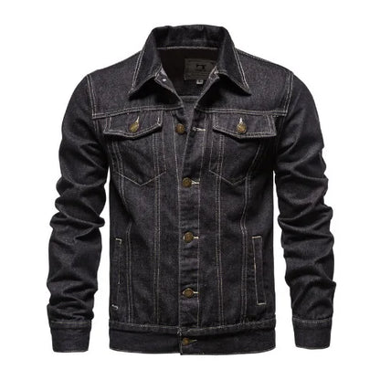 Men Denim Coat Casual Coats Turn Down Collar Full Sleeve Jackets Single Breasted Regular Pocket Button Jacket Splice Autumn
