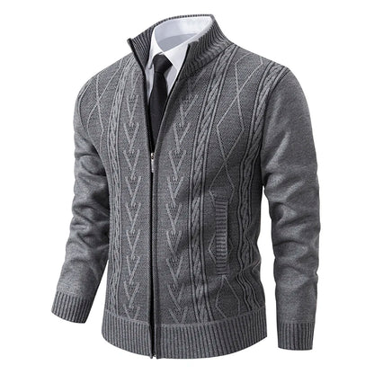 2025 Men's Knitted Sweater Coat Autumn Winter New Fashion Cashmere Padded Warm Casual