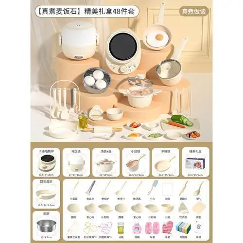 Mini Kitchenette Children'S Educational Toys Boy And Girl Pretend Play Kitchenette Full Set Real Cooking  Chidren Birthday Gifts