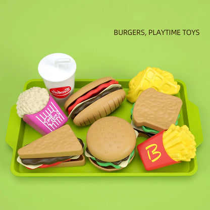 9Pcs/set Children Pretend Simulation Food Toys Play House Hamburger Fries Model Cooking Role Play Fast Food Kids Educational Toy