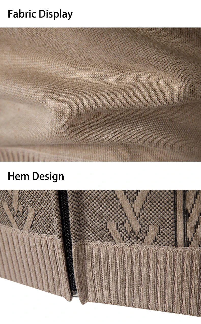 2025 Men's Knitted Sweater Coat Autumn Winter New Fashion Cashmere Padded Warm Casual