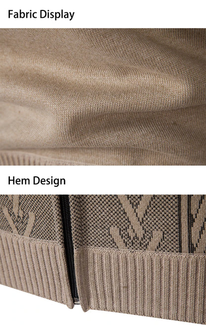 2025 Men's Knitted Sweater Coat Autumn Winter New Fashion Cashmere Padded Warm Casual