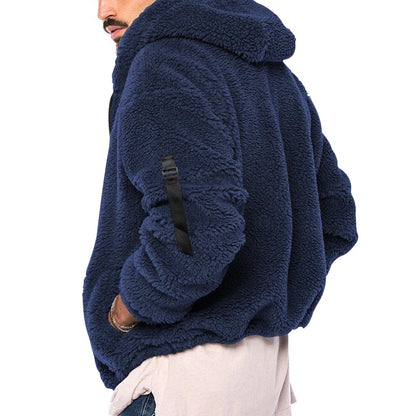 2024 American Style Heavy Coat Men's Winter Jacket Double-sided Fleece Warm Windbreaker Casual Sports Hooded Coat Bomber Jacket