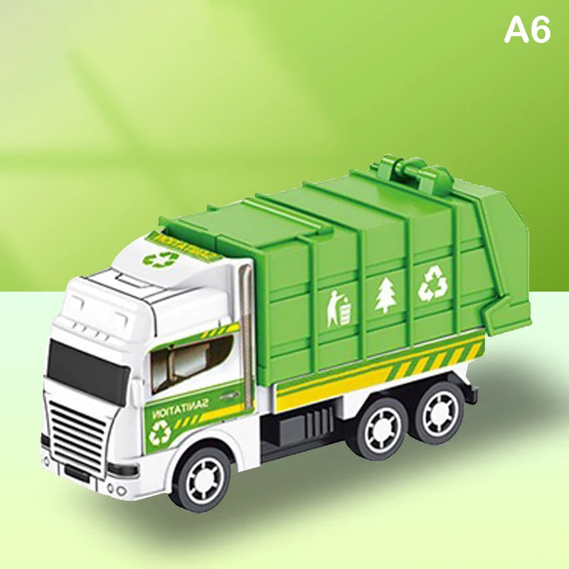 Kids Toys Car Inertia Sanitation Truck Models Pull Back Military Engineering Vehicle Fire Engine Boys Toys For Children Gift