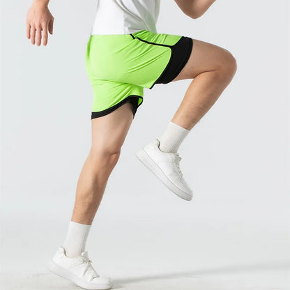 UETEEY Men's Shorts 2 in 1 Sports Fitness Gym Running Workout Shorts Hidden Pocket Quick Drying Cycling Jogging Men Short Pants
