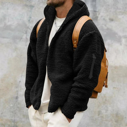2024 American Style Heavy Coat Men's Winter Jacket Double-sided Fleece Warm Windbreaker Casual Sports Hooded Coat Bomber Jacket