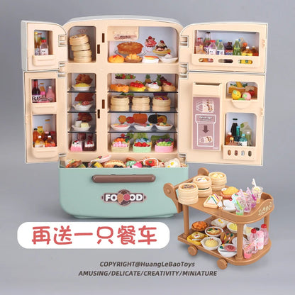 Children's toys simulated refrigerator girl boy large kitchen mini food play house holiday gift wisdom