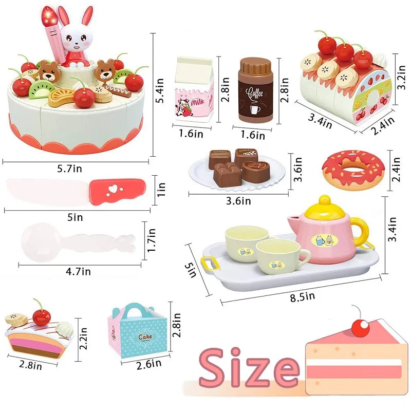 Children's Birthday Cake Toys Play Home Afternoon Tea Birthday Party Set Kitchen Toys with Light Music Early Education