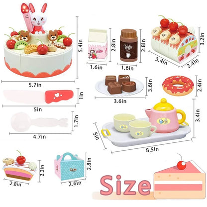 Children's Birthday Cake Toys Play Home Afternoon Tea Birthday Party Set Kitchen Toys with Light Music Early Education