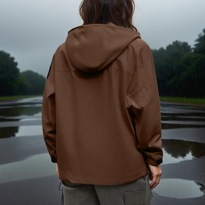 Women'S Tops Hooded Windbreaker Women'S Jacket Waterproof Coat Outdoor Travel Contrast Functional Style Solid Color Adventure