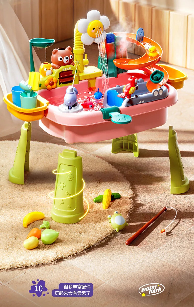 Children's kitchen toys electric fun water play water wash basin fishing dishwashing home role-playing baby early education toy