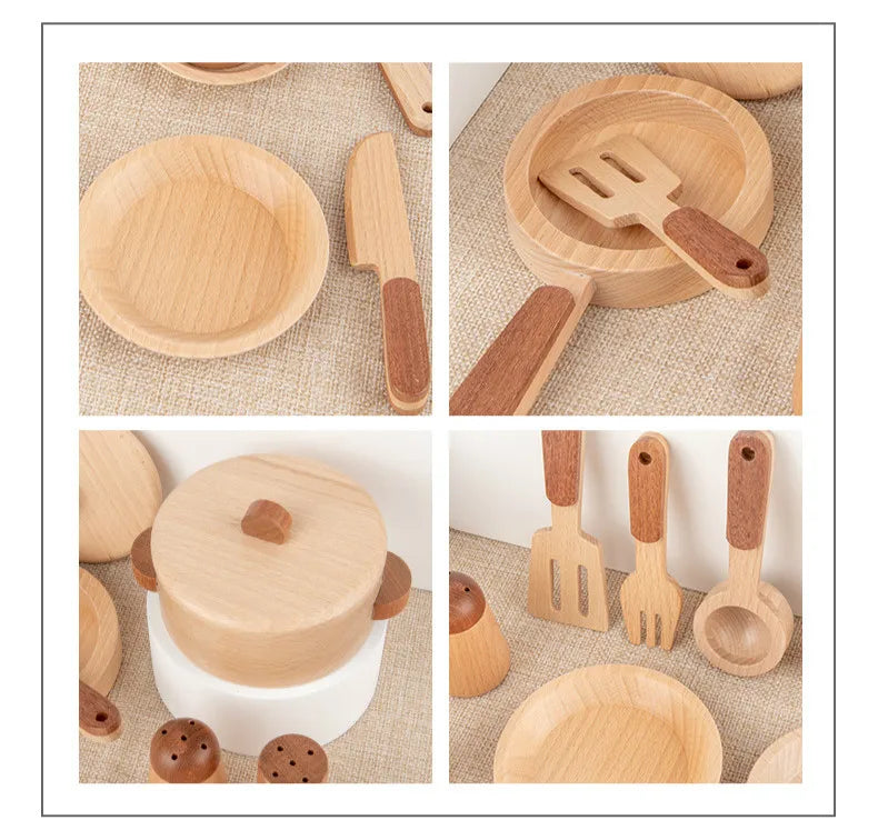 Natural Wood Children's Preschool Toys Fruits And Vegetables Simulation Play House Kitchenware Cognitive Wooden Model Toys