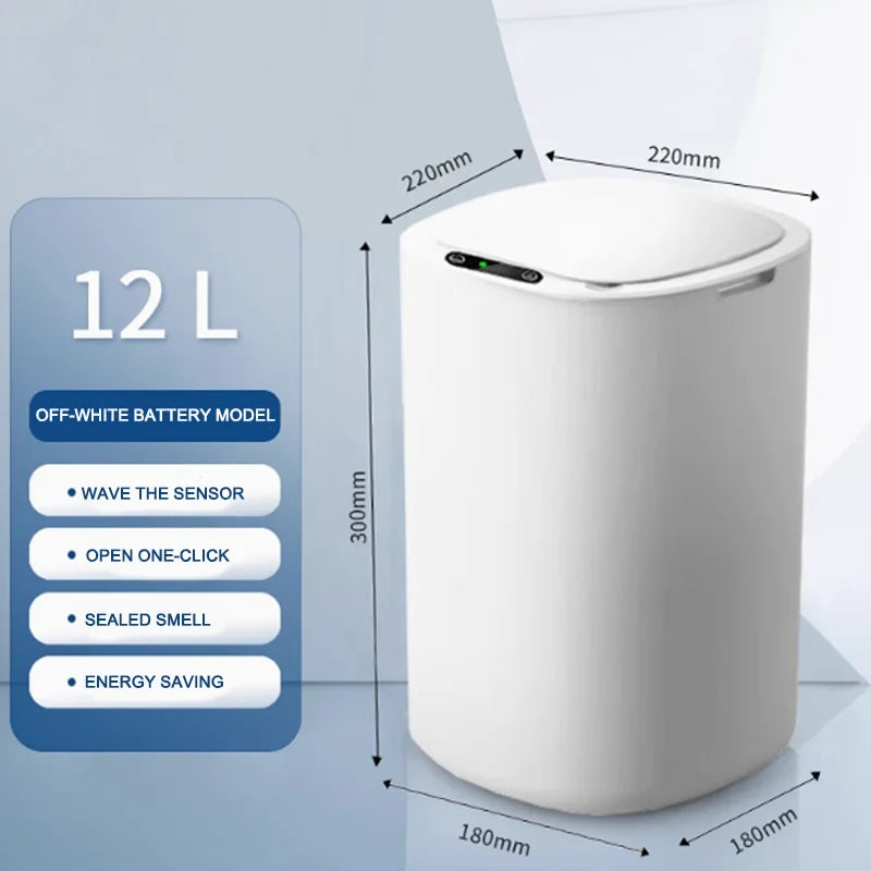 2025 new smart induction trash can for household sealing 12L cracked and cover smart trash can for living room bathroom kitchen