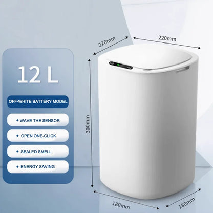 2025 new smart induction trash can for household sealing 12L cracked and cover smart trash can for living room bathroom kitchen