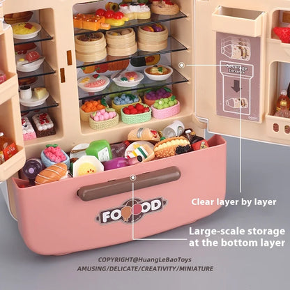 Children's toys simulated refrigerator girl boy large kitchen mini food play house holiday gift wisdom