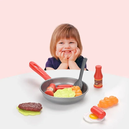 Children Imitate Kitchen Food Toys Birthday Cake Egg Tower Cooking Utensils Steak Fried Eggs Hot Dogs House Games Holiday Gifts